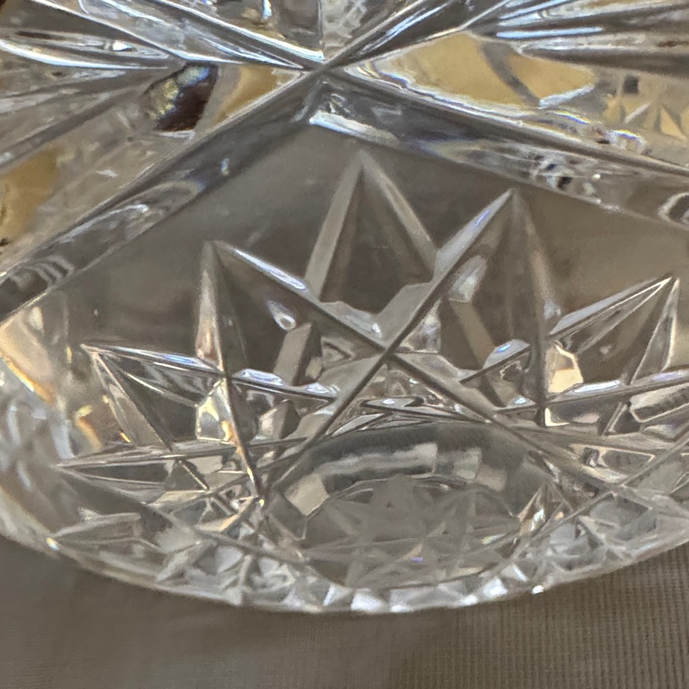 Bohemian Czech Vintage Intricate Clear Crystal Bowl/ Ashtray - Picture 7 of 7